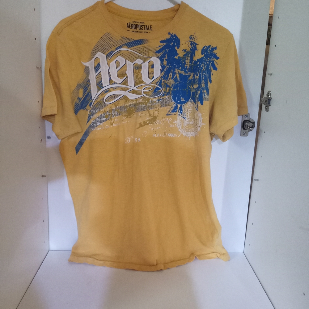 Aeropostale Mustard and Blue Graphic Tee